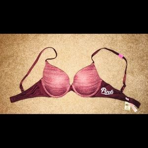 PINK Wear Everywhere push up bra - maroon color